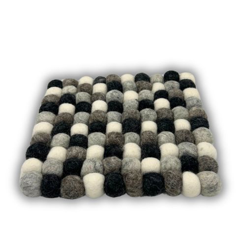 Square Felt Ball Placemat | Multi Grey