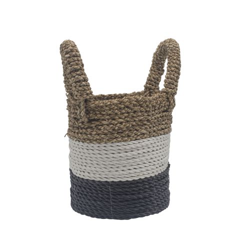 Set of 3 Dark Grey Seagrass Storage Baskets 14-16-17 cm