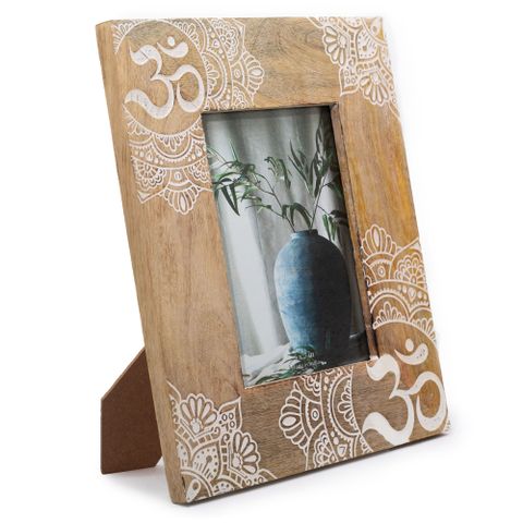 Large Mango Wood Frame | Mandala | White | 13x18cm