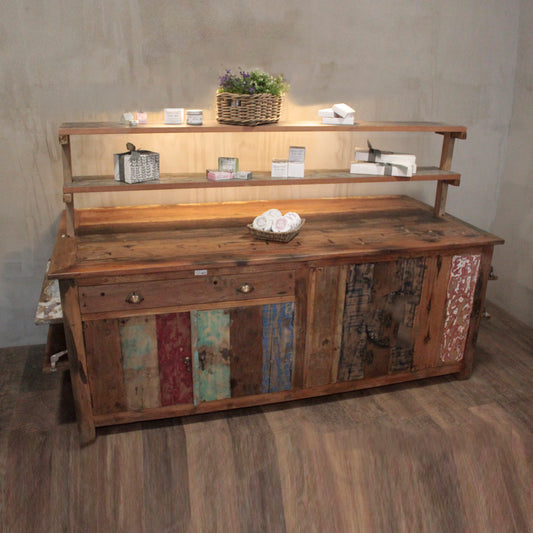 Recycled Teak Wood Centre Display Table 207x97x80cm