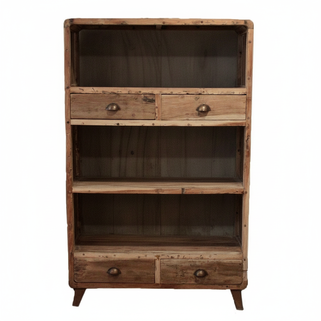 Recycled Teak Wood Book Shelf Display 100x40x160cm