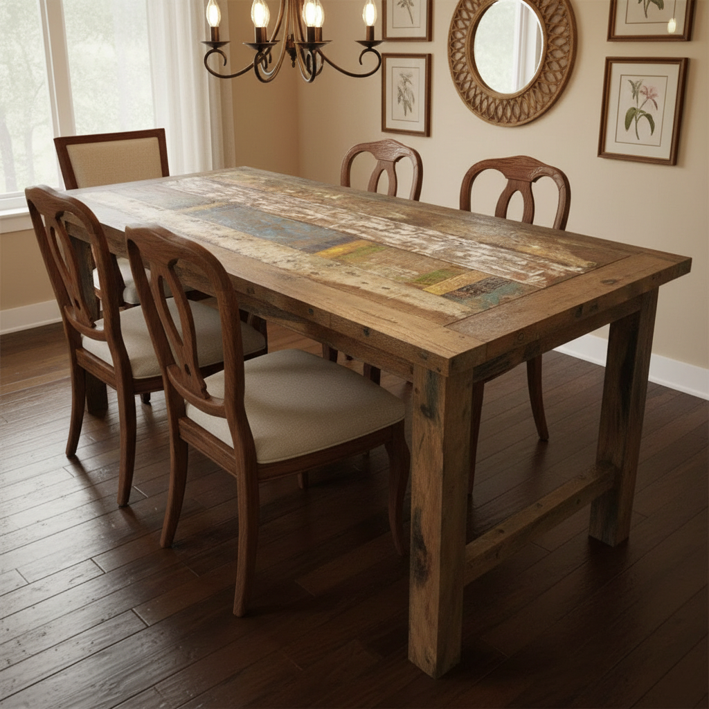 Recycled Teak Wood Dinning Table 180×80x80cm