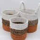 Set of 3 Orange Seagrass Storage Baskets 14-16-17 cm