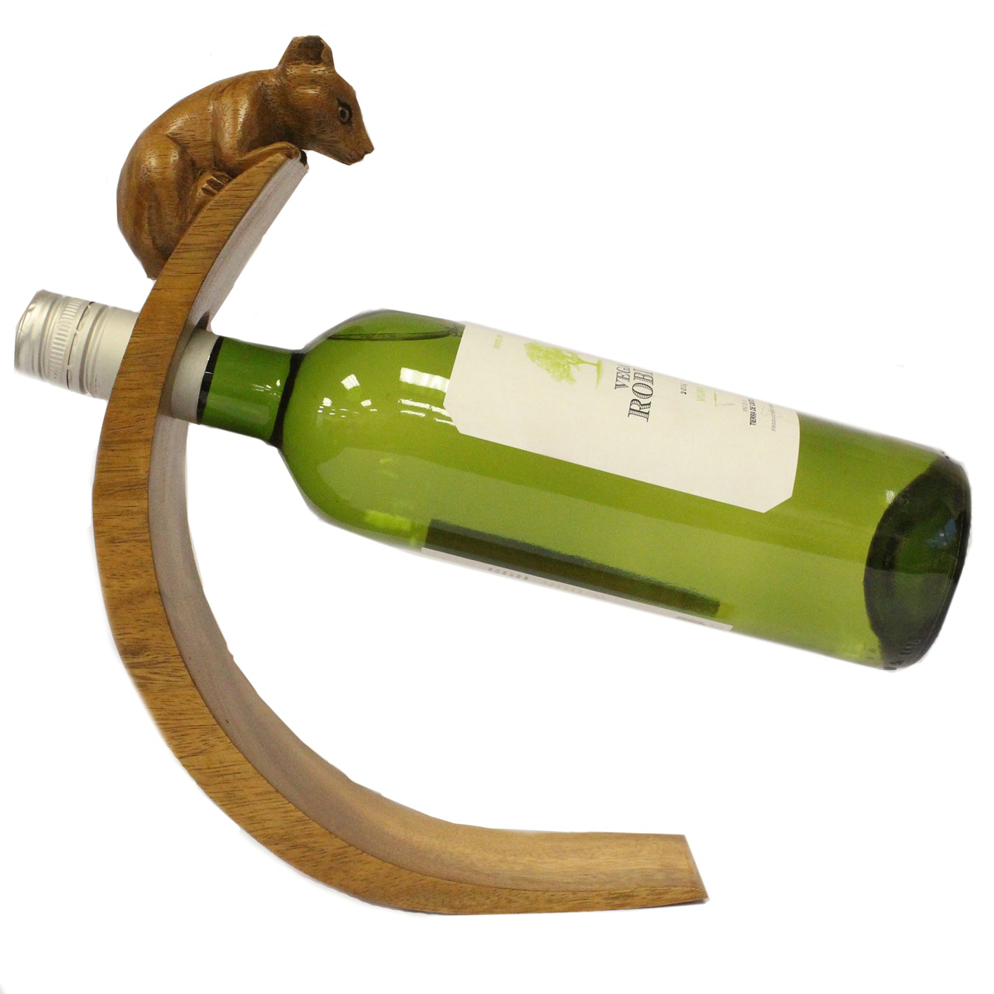 Handmade Wood Balance Wine Holder with Mouse