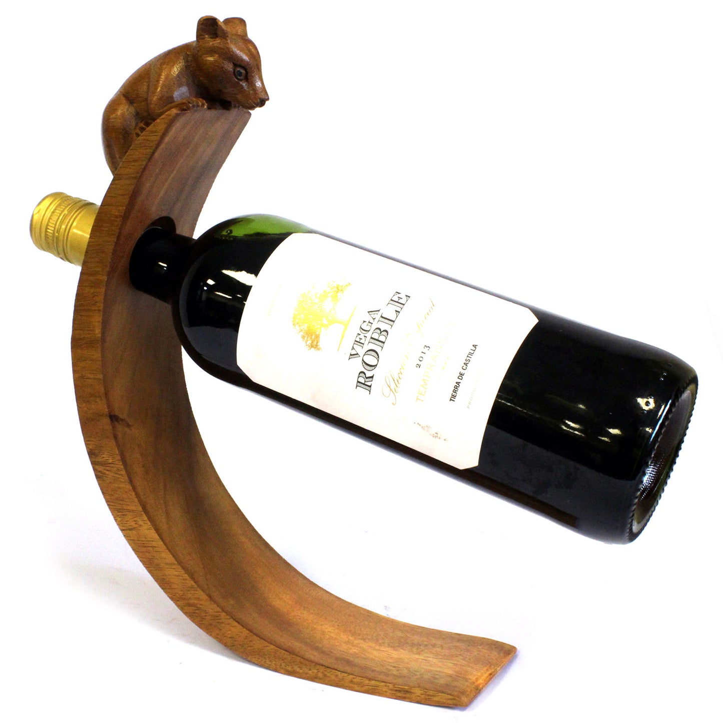 Handmade Wood Balance Wine Holder with Mouse