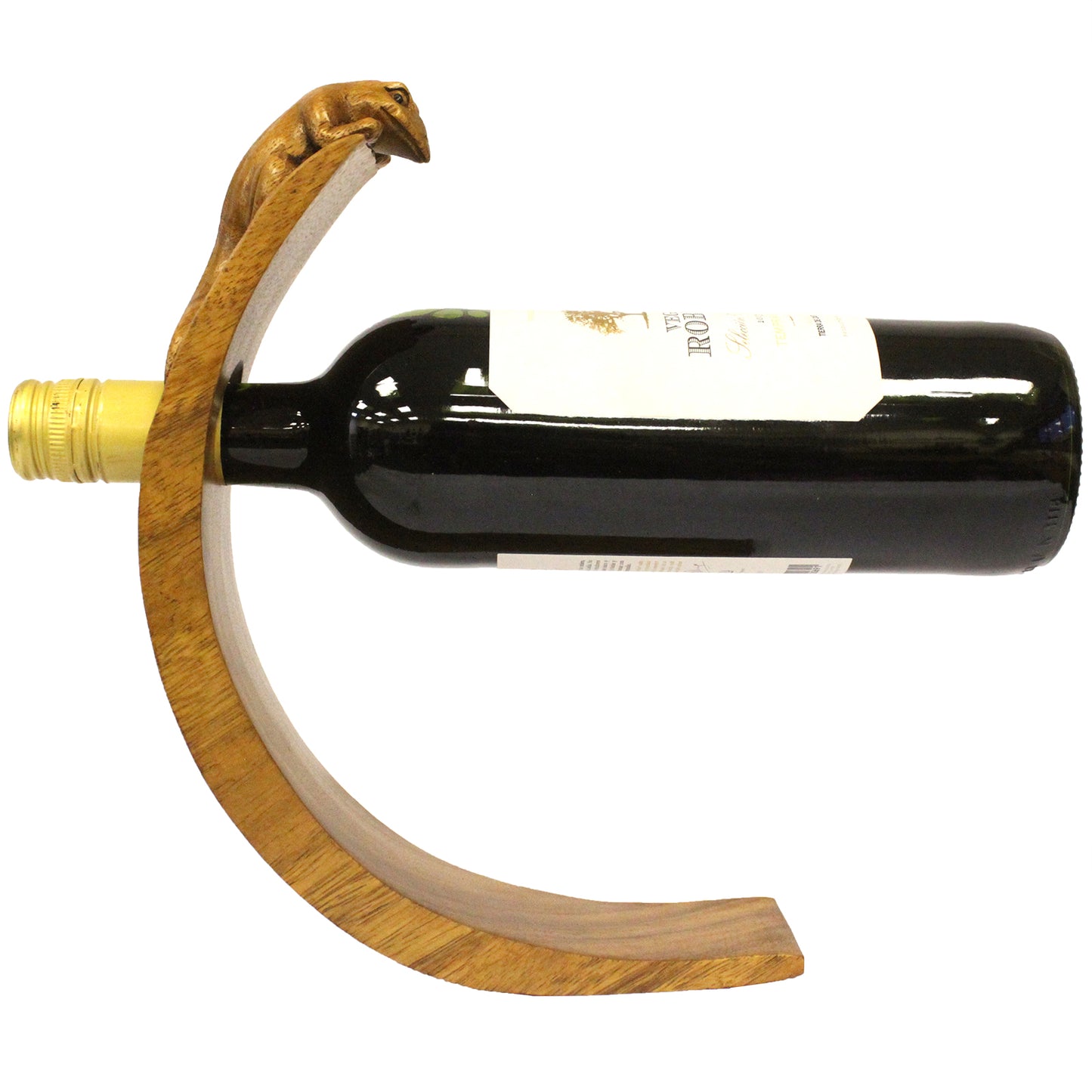 Handmade Wood Balance Wine Holder with Gecko