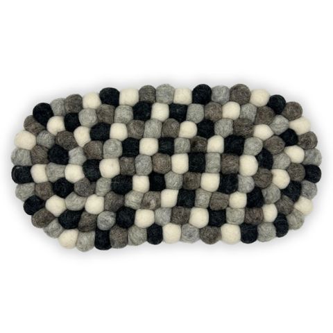 Oval Felt Ball Centre Mat | Multi Grey