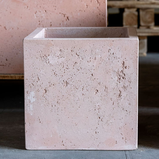 Cubrosa | Blushstone – 30cm Medium Square Concrete Planter – 14L Cube Plant Pot