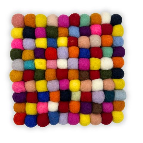 Square Felt Ball Placemat | Multi Colour