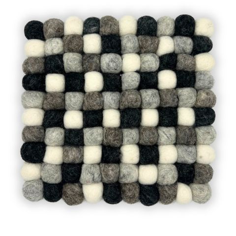 Square Felt Ball Placemat | Multi Grey