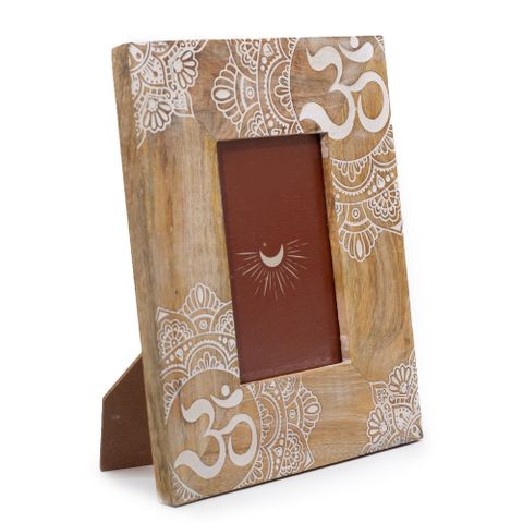 Medium Mango Wood Frame | Mandala | White | 10x15cm