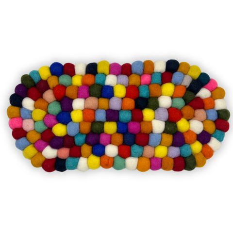 Oval Felt Ball Centre Mat | Multi Colour