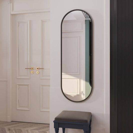 Emi - Black Metal Runway Oval Mirror - 120cm x 40cm