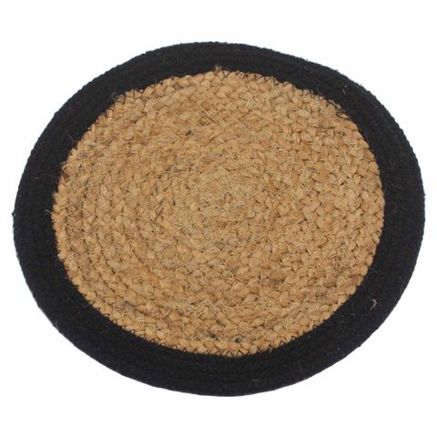 Natural Placemat | Jute & Cotton | Black Border