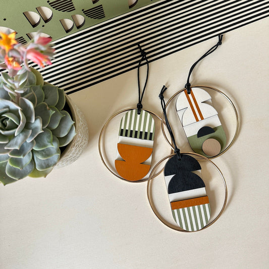 Original Small Geometric Wall Hanging - Mini Mid-Century Wall Art - Little Wooden Decoration - Contemporary Wall Decor