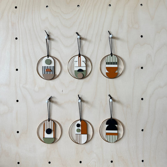 Original Small Geometric Wall Hanging - Mini Mid-Century Wall Art - Little Wooden Decoration - Contemporary Wall Decor