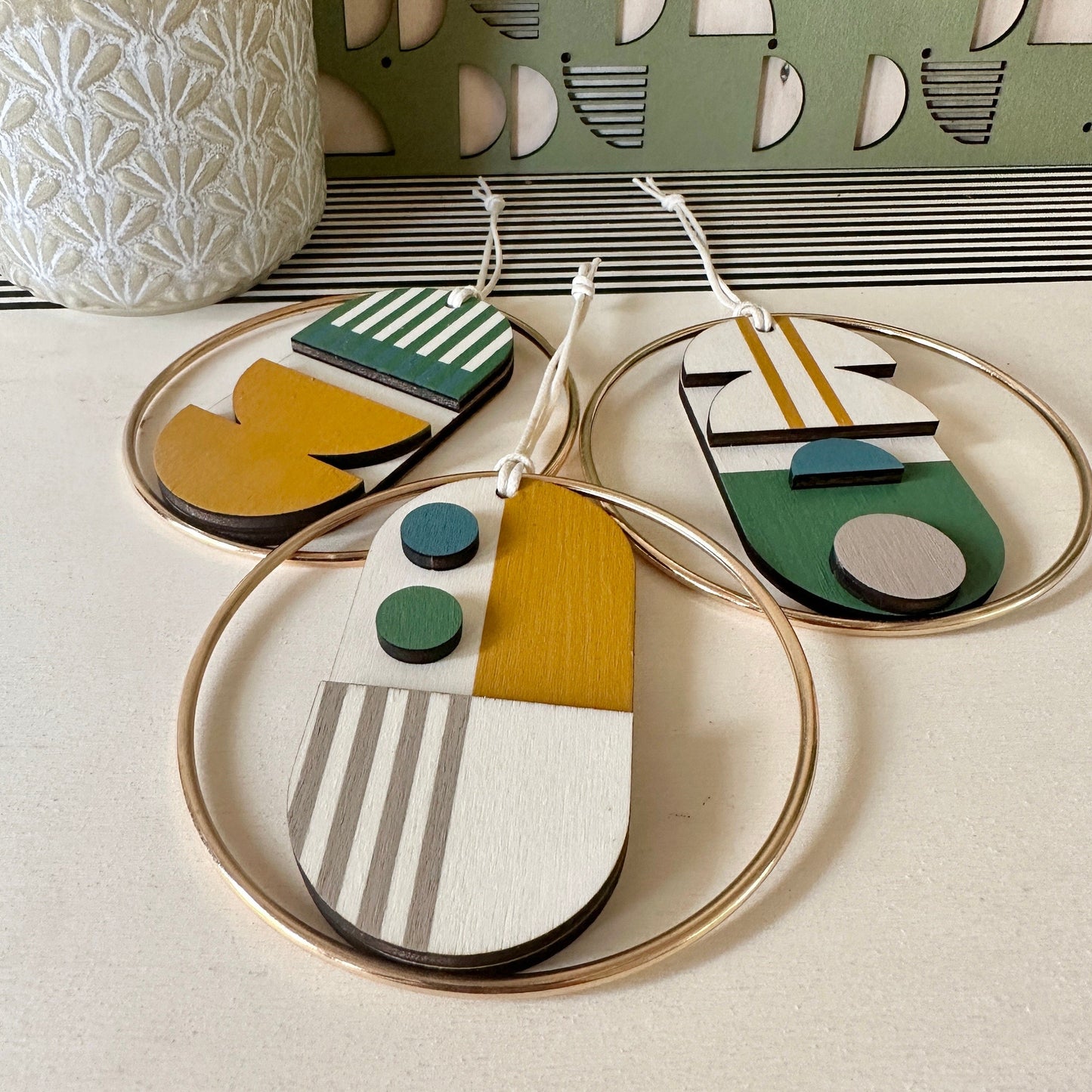 Small Geometric Wall Hanging - Mini Mid-Century Wall Art - Little Wooden Decoration - Contemporary Wall Decor