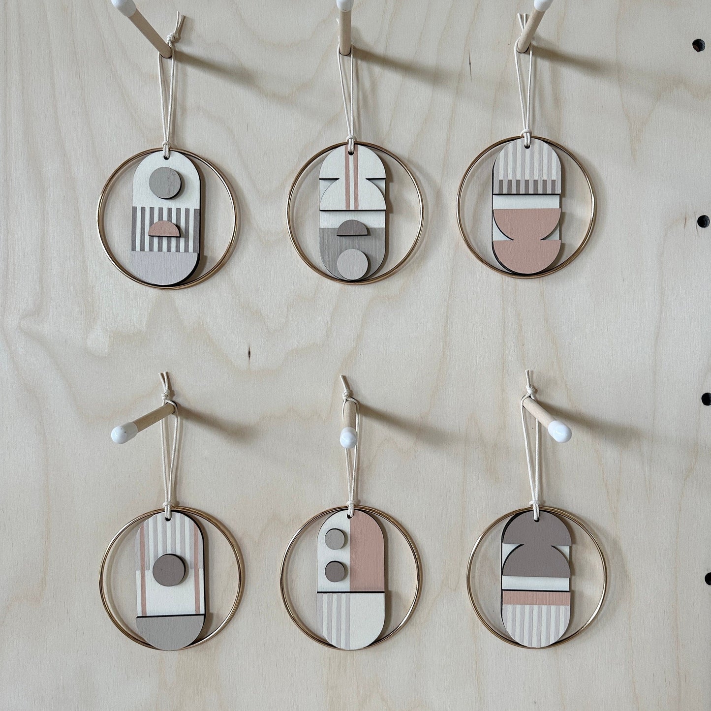 Geometric - Mini Mid-Century Wall Art - Pink & Natural Decoration - Contemporary Wall Decor