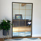 Kyō - Full Length Black and Gold Metal Rectangle Lattice Grid Mirror - 180cm x 105cm.