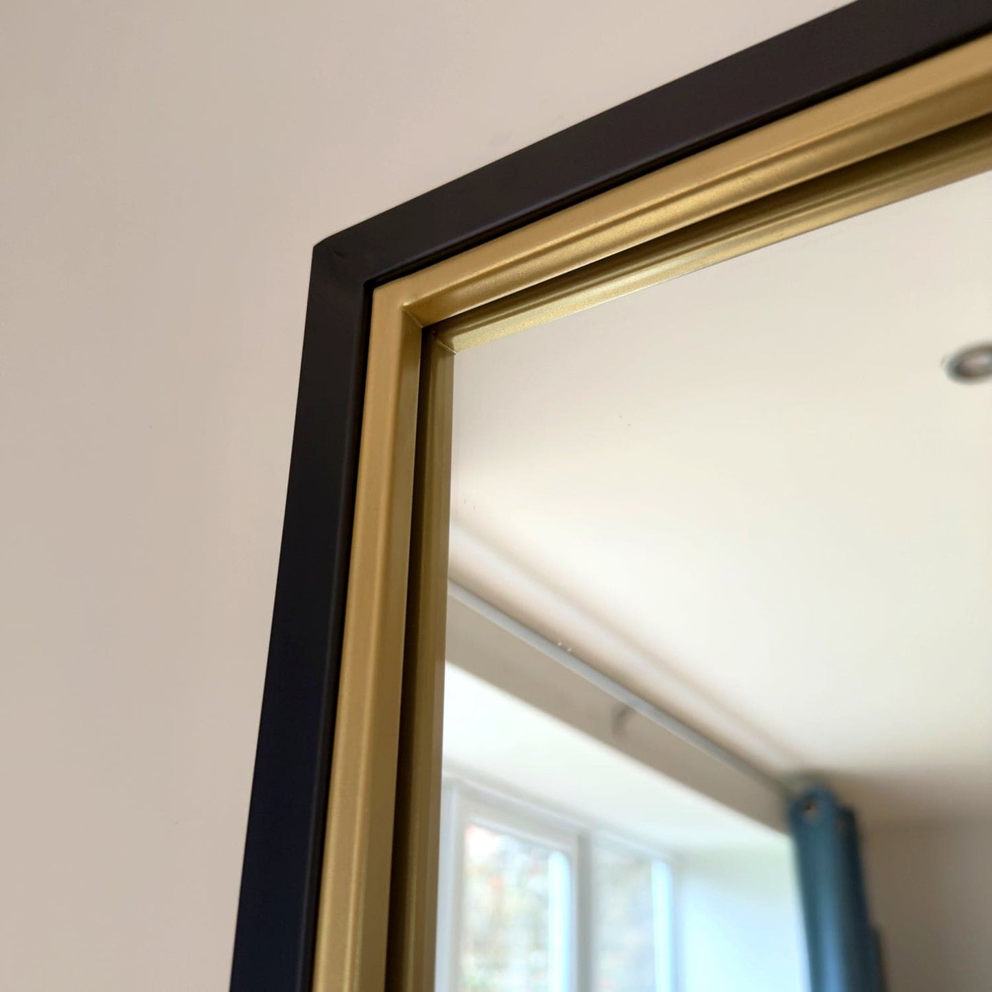 Kyō - Full Length Black and Gold Metal Rectangle Lattice Grid Mirror - 180cm x 105cm.