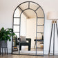 Mio - Full Length Black Metal Arched Window Mirror - 180cm x 105cm.