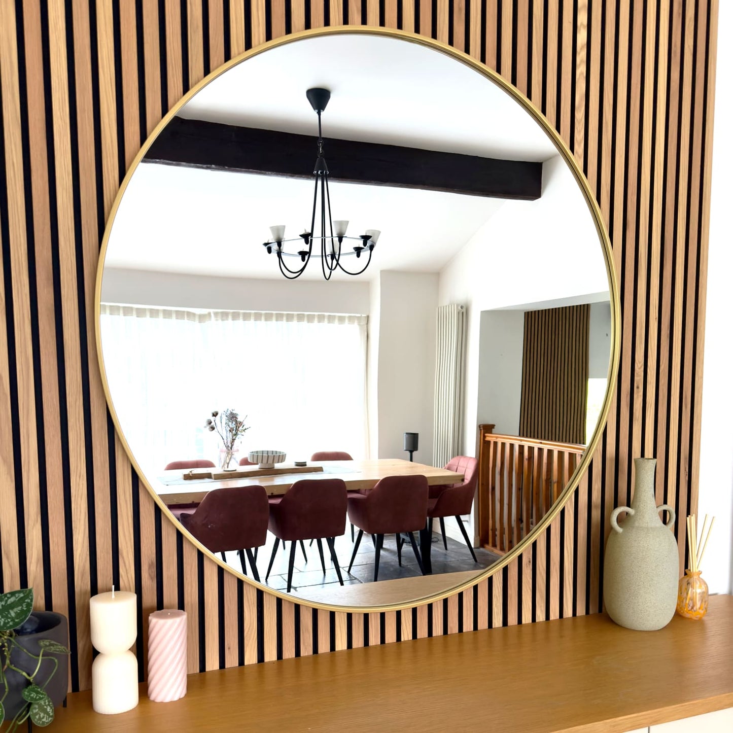 Rei - Extra Large Round Gold Metal Circle Mirror - 120cm x 120cm