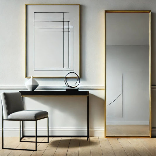 Takara - Full Length Leaner Gold Metal Rectangle Mirror - 150cm x 60cm