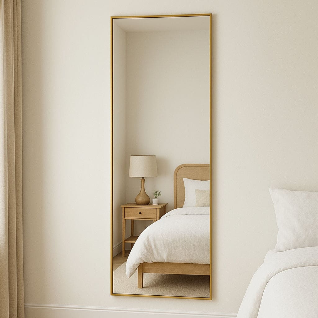 Takara - Full Length Leaner Gold Metal Rectangle Mirror - 180cm x 60cm