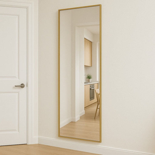 Takara - Full Length Leaner Gold Metal Rectangle Mirror - 180cm x 60cm