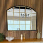 Tomi - Black & Gold Metal Arched Lattice Window Mirror - 95cm x 120cm