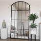 Tomi - Full Length Black Metal Arched Lattice Window Mirror - 150cm x 60cm.