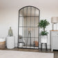 Tomi - Full Length Black Metal Arched Lattice Window Mirror - 150cm x 60cm.