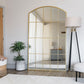 Tomi - Full Length Gold Metal Arched Lattice Window Mirror - 180cm x 105cm.